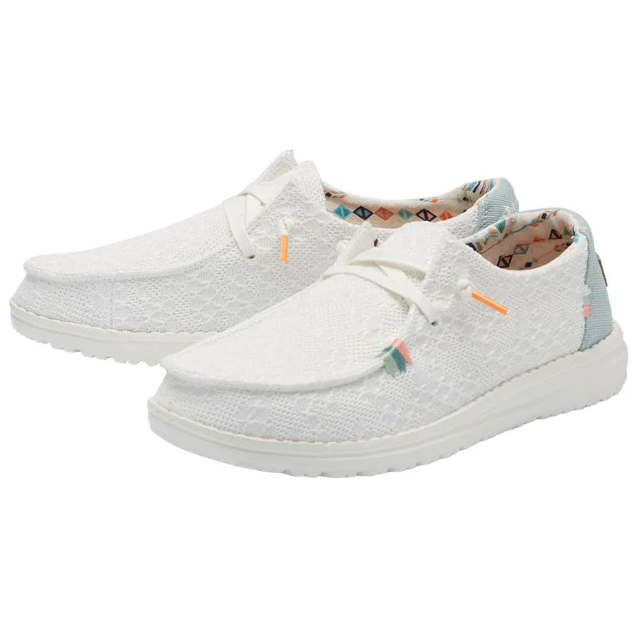 Scarpe Hey Dude Wendy Crochet Lace, Mocassino Donna In Tessuto Con Pizzo, Suola Flessibile E Leggera